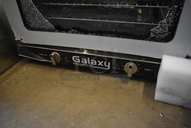 BRAND NEW SCRATCH AND DENT! Galaxy 177COE3H Stainless Steel Commercial Countertop Electric Powered Half Size Convection Oven. See Pictures for Broken Glass Door. 120 Volts, 1 Phase. Tested and Working! - Image 4 of 6
