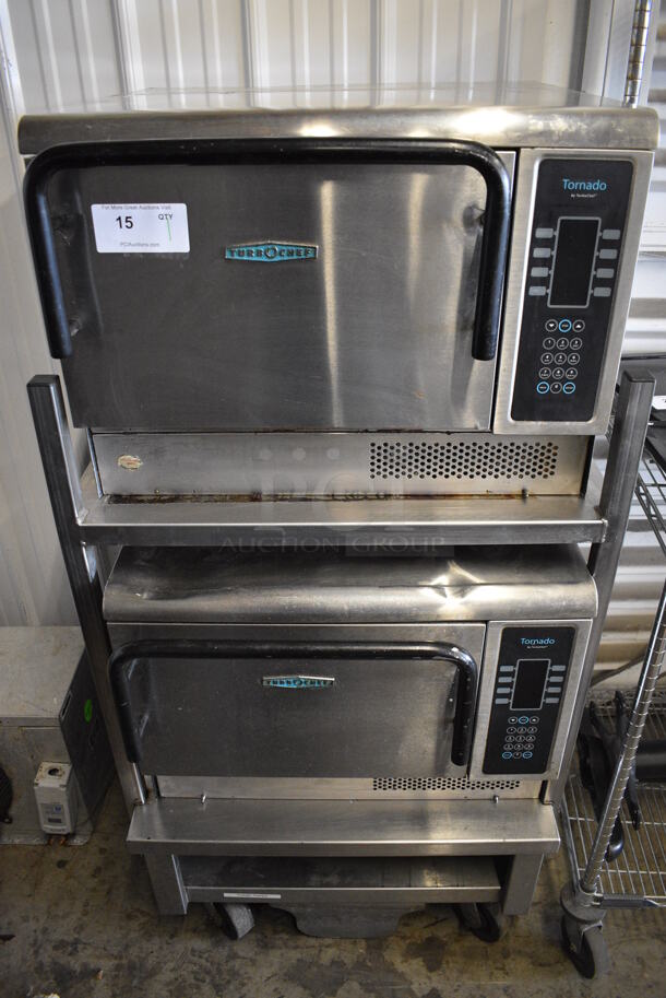 2 2011/2015 Turbochef Model NGCD6 Tornado Stainless Steel Commercial Countertop Electric Powered Rapid Cook Ovens on Stainless Steel Commercial 2 Tier Equipment Stand on Commercial Casters. 208/240 Volts, 1 Phase. 30x30x60. 2 Times Your Bid! - Image 1 of 9