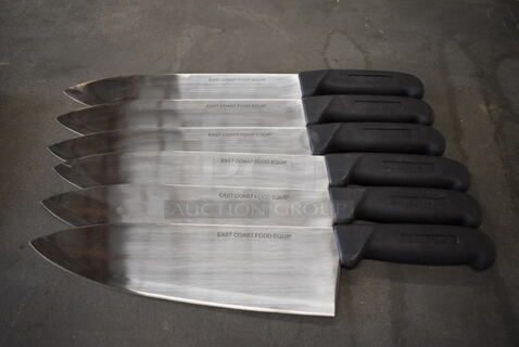 6 Sharpened Stainless Steel Chef Knives. 15". 6 Times Your Bid!