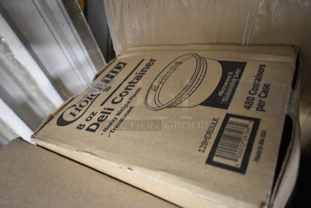 PALLET LOT of 30 BRAND NEW Boxes Including 795PTOKFT3 Choice Kraft Microwavable Folded Paper #3 Take-Out Container 7 3/4" x 5 1/2" x 2 1/2" - 200/Case, 128HD8BULK ChoiceHD 8 oz. Microwavable Translucent Plastic Deli Container - 480/Case, 2 Box 5008W Choice 8 oz Paper Hot Cups, 5 Box 502404816CL Lavex 40-45 Gallon 16 Micron 40" x 48" High Density Janitorial Can Liner / Trash Bag - 250/Case, 3 Box 128HD16BULK ChoiceHD 16 oz. Microwavable Translucent Plastic Deli Container - 480/Case, 128HD12COMBO ChoiceHD 12 oz. Microwavable Translucent Plastic Deli Container and Lid Combo Pack - 240/Case, 127CH24 Choice 24 oz. Clear RPET Hinged Deli Container - 200/Case, 500CFT Lavex White C-Fold Standard Weight Towel - 2400/Case, QHXR050 Tuxton Ramekins, 395RP07 EcoChoice Compostable Sugarcane / Bagasse 7" Plate - 1000/Case, 9PWCR Dart Plates, CCP-9-SQ 9 oz Squat Cold Cups, 2 Box 394EN502M Noble Products Powder-Free Disposable Blue Exam Grade Nitrile 4 Mil Thick Textured Gloves - Medium - 1000/Case, 966UPWIDEKFT 2-Ply Wide Interfold 6 1/2" x 8 1/2" Dispenser Napkin, Choice 16 oz Cups. 30 Times Your Bid! - Image 2 of 12