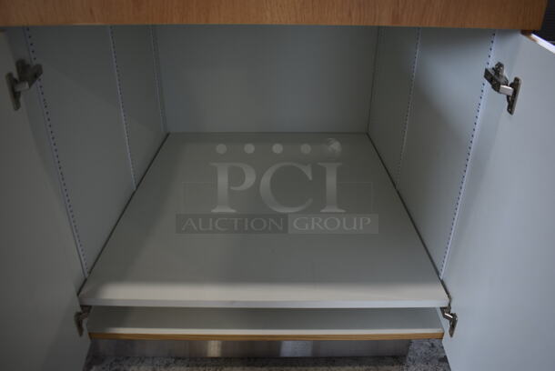 BRAND NEW! Wood Pattern 6 Door Counter. Missing Countertop. - Image 6 of 6