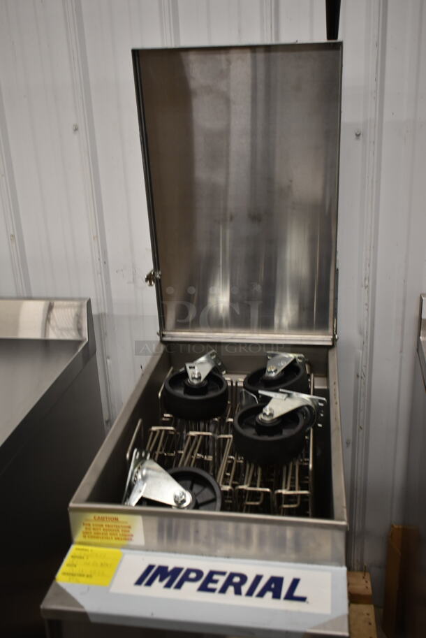 BRAND NEW SCRATCH AND DENT! Imperial IRT-14-G-BM Stainless Steel Commercial Natural Gas Powered Rethermalizer w/ Commercial Casters. 105,000 BTU.  - Image 2 of 5