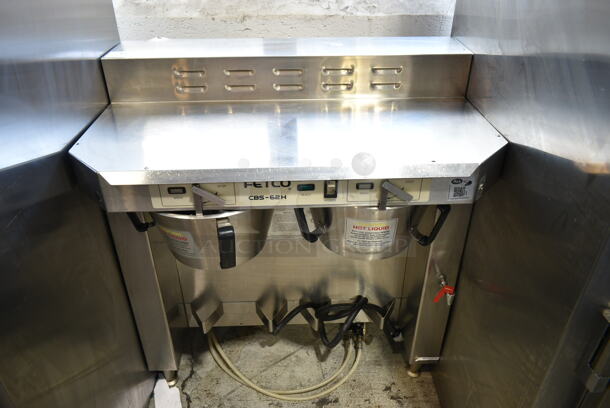 Fetco CBS-62H Stainless Steel Commercial Countertop Double Coffee Machine w/ 2 Metal Brew Baskets and Hot Water Dispenser.  - Image 1 of 7