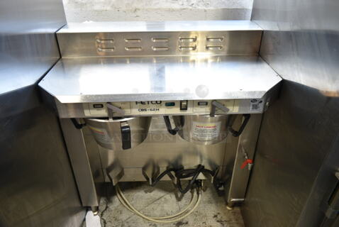 Fetco CBS-62H Stainless Steel Commercial Countertop Double Coffee Machine w/ 2 Metal Brew Baskets and Hot Water Dispenser. 