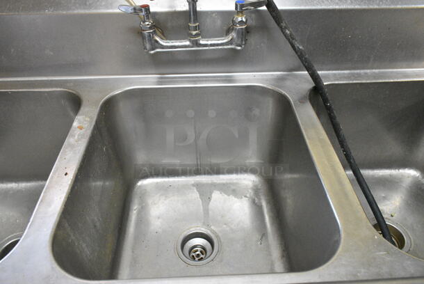 Stainless Steel 3 Bay Sink w/ Faucet and Handles. (kitchen) - Image 4 of 5