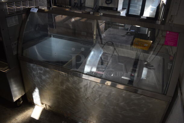 Stainless Steel Commercial Floor Style Ice Cream Dipping Cabinet w/ 1 Rear Clear Lid and Dipwell. 67.5x29x52.5. Tested and Working! - Image 3 of 7