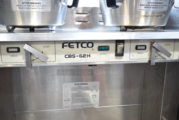 Fetco CBS-62H Stainless Steel Commercial Countertop Double Coffee Machine w/ 2 Metal Brew Baskets and Hot Water Dispenser.  - Image 5 of 7
