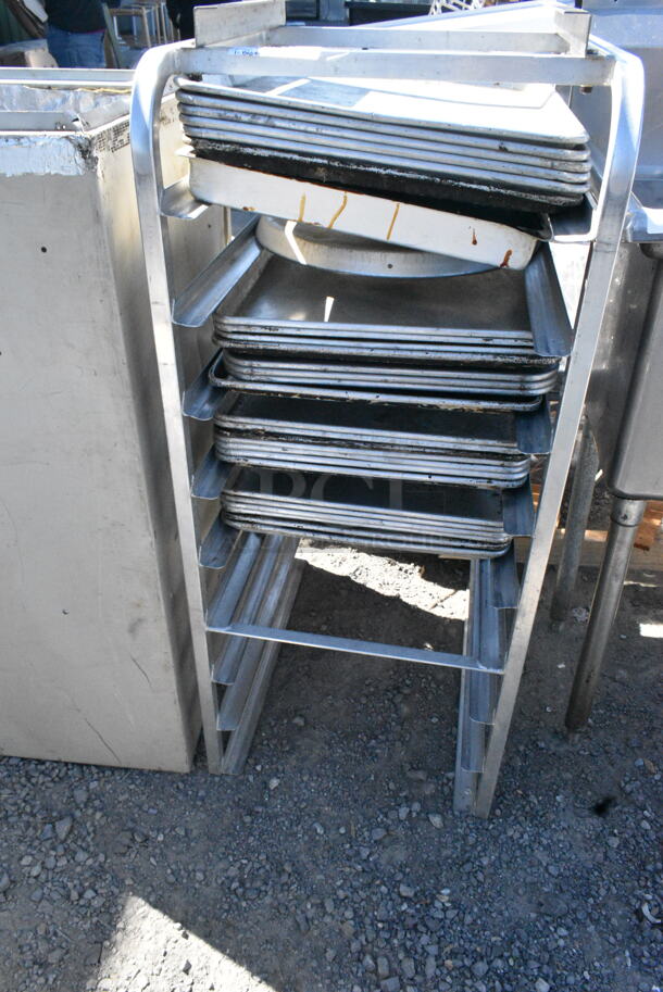 Metal Commercial Pan Rack w/ 27 Baking Pans and 1 Lid - Image 1 of 5