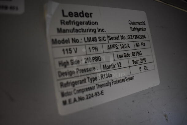 Leader LM48 S/C Stainless Steel Commercial Dough Retarder on Commercial Casters. 115 Volts, 1 Phase. 48x32x47. Tested and Working! - Image 7 of 7