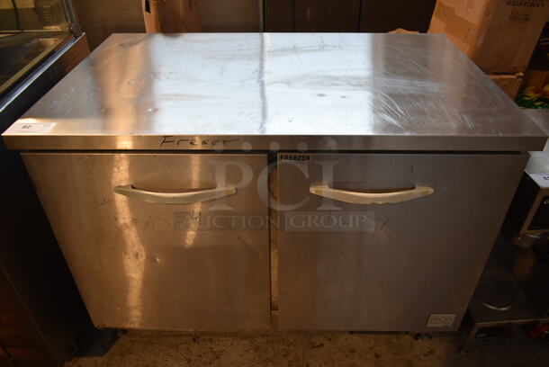 Kool-it KUC48F-A Stainless Steel Commercial 2 Door Undercounter Freezer on Commercial Casters. 115 Volts, 1 Phase. Tested and Working! - Image 1 of 8
