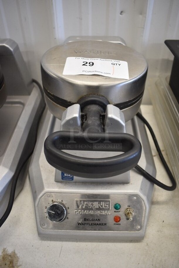 Waring Model WW180 Stainless Steel Commercial Countertop Belgian Waffle Maker. 120 Volts, 1 Phase. 10x17.5x9.5. Tested and Working!