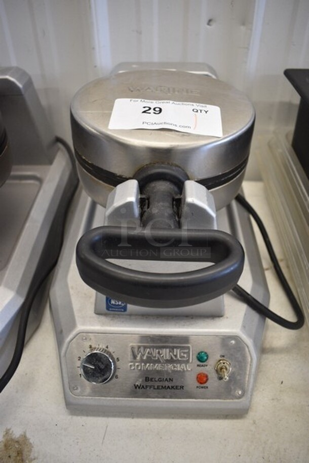 Waring Model WW180 Stainless Steel Commercial Countertop Belgian Waffle Maker. 120 Volts, 1 Phase. 10x17.5x9.5. Tested and Working! - Image 1 of 6
