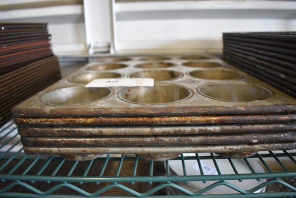 5 Metal 12 Cup Muffin Baking Pans. 13x17.5x1.5. 5 Times Your Bid! - Image 3 of 3