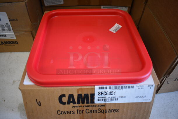 ALL ONE MONEY! Lot of 12 BRAND NEW IN BOX! Cambro Red Poly Lids. 9x9x0.5