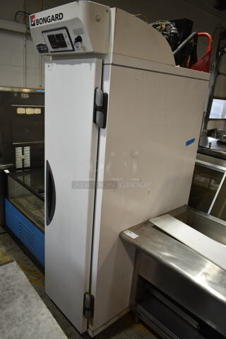 Bongard Metal Single Door Reach In Cooler. Tested and Powers On But Parts Do Not Move