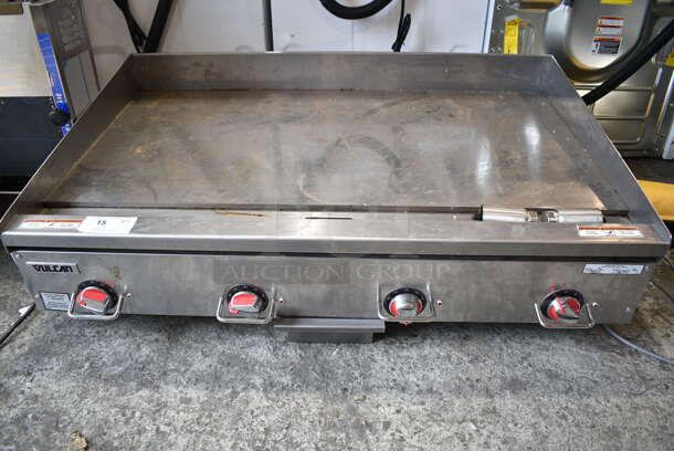 BRAND NEW SCRATCH AND DENT! Vulcan HEG48E-1 Stainless Steel Commercial Countertop 48" Electric Countertop Griddle with Snap-Action Thermostatic Controls. 208 Volts, 3/1 Phase.   - Image 2 of 7