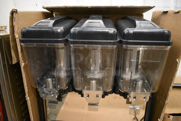 BRAND NEW IN BOX! Avantco Model COLDREAM 3M Stainless Steel Commercial Countertop 3 Hopper Refrigerated Beverage Machine. Each Hopper Has a 3 Gallon Capacity. 120 Volts, 1 Phase. 23x18x29. Tested and Powers On But Does Not Get Cold - Image 4 of 8