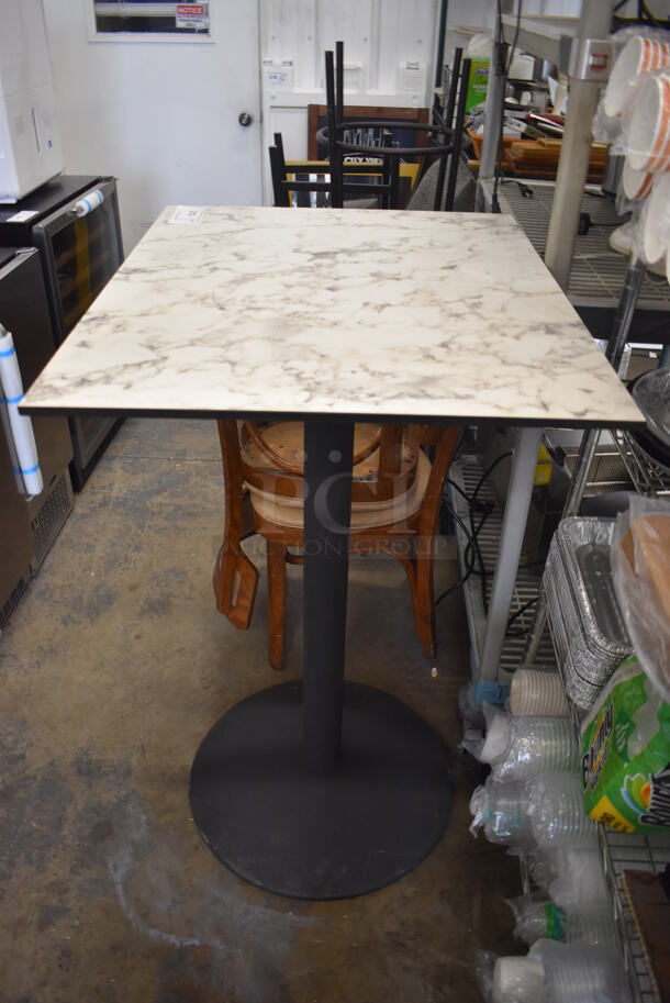 Stone Pattern Tabletop on Bar Height Black Metal Table Base. 30x24x42