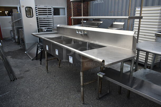 Stainless Steel Commercial 3 Bay Left Side Dirty Side Dishwasher Sink w/ Handles. Bays 20x20 - Image 2 of 6