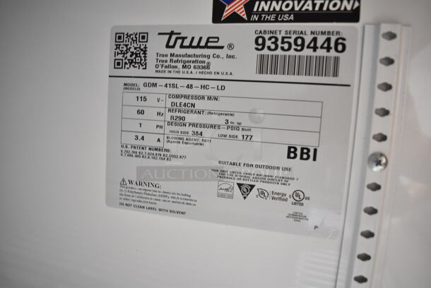 2018 True GDM-41SL-48-HC-LD Metal Commercial 2 Door Reach In Cooler Merchandiser w/ Poly Coated Racks. 115 Volts, 1 Phase. Tested and Working! - Image 4 of 4