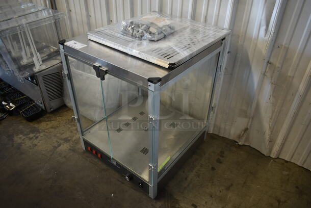 BRAND NEW SCRATCH AND DENT! Carnival King 382HPW18D2S Stainless Steel Commercial Countertop Heated Warming Cabinet Merchandiser. Stock Picture Used as Gallery Picture. 120 Volts, 1 Phase. Tested and Working! - Image 3 of 9