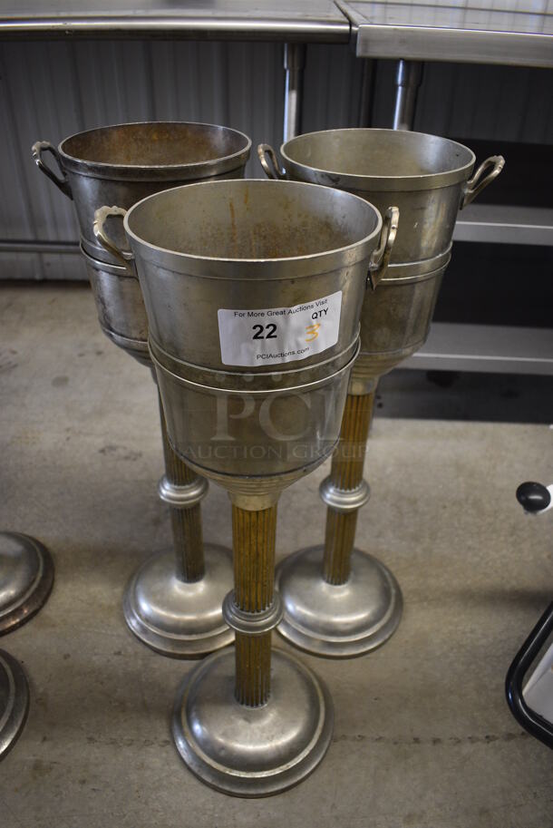 3 Grand Silver Co. Wear-Brite Champagne Buckets on Stands. 11x8.5x32. 3 Times Your Bid!