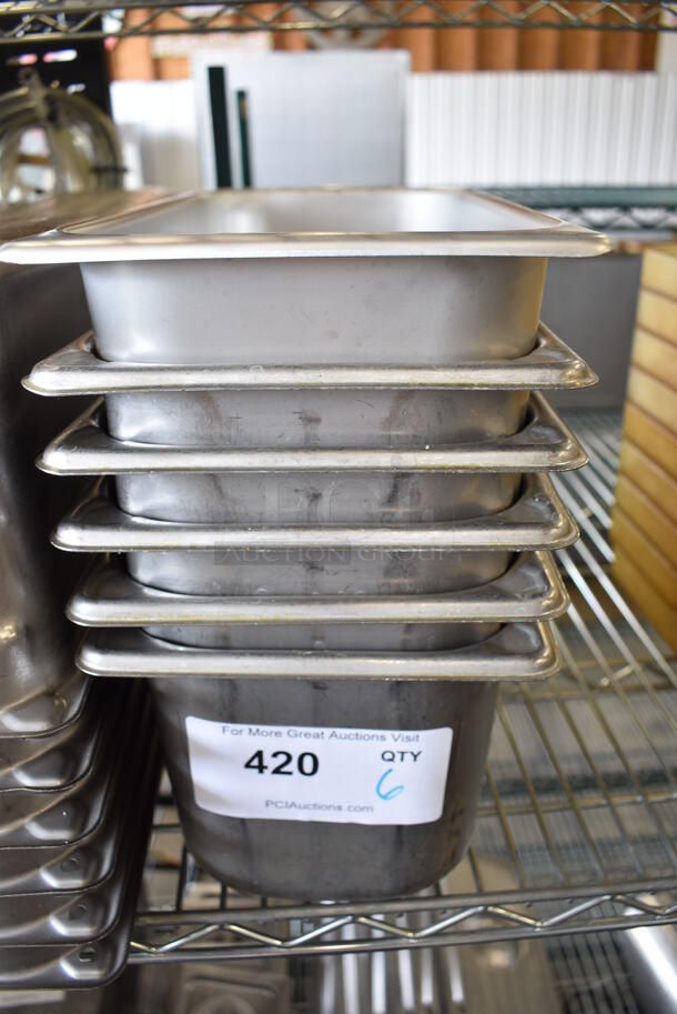 6 Stainless Steel 1/3 Size Drop In Bins. 1/3x6. 6 Times Your Bid!