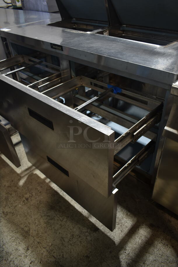 Delfield UCD4464N-12-DD5 Stainless Steel Commercial Sandwich Salad Prep Table Bain Marie Mega Top w/ 4 Drawers. 115 Volts, 1 Phase. Tested and Powers On But Does Not Get Cold
 - Image 7 of 8