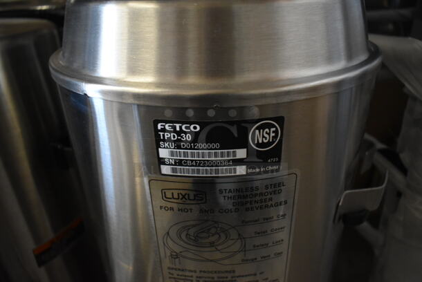 BRAND NEW SCRATCH AND DENT! Fetco TPD-30 Luxus Stainless Steel 3 Gallon Coffee Dispenser - Image 6 of 7