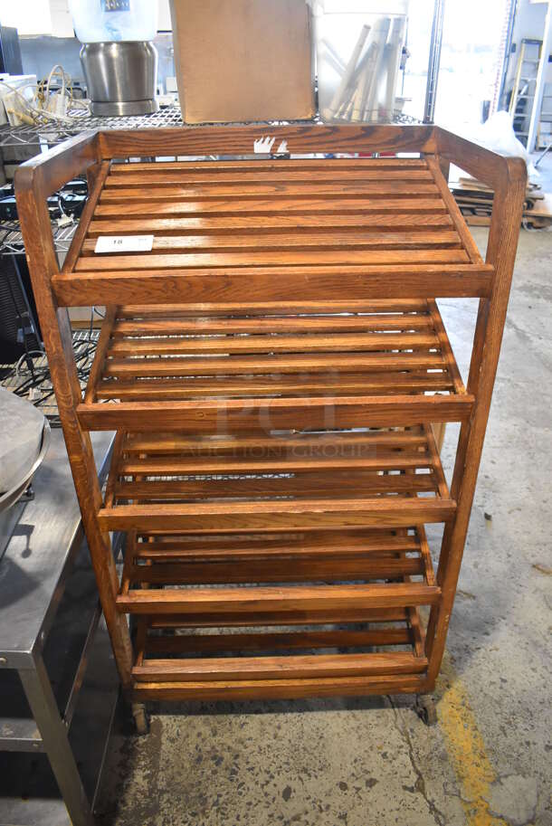 Wooden 5 Tier Shelving Unit on Commercial Casters. 31x20x54