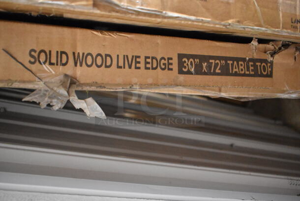 BRAND NEW SCRATCH AND DENT! Lancaster Table & Seating 3493072ANTWA Industrial 30" x 72" Solid Wood Live Edge Table Top with Antique Walnut Finish - Image 2 of 4