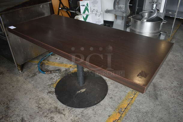 Wood Pattern Tabletop on Black Metal Table Base. 64x28x29.5