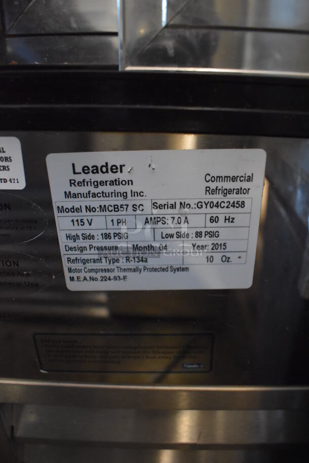 2015 Leader MCB57 SC Metal Commercial Floor Style Deli Display Case Merchandiser. 115 Volts, 1 Phase. 56x35x51. Tested and Working! - Image 3 of 7