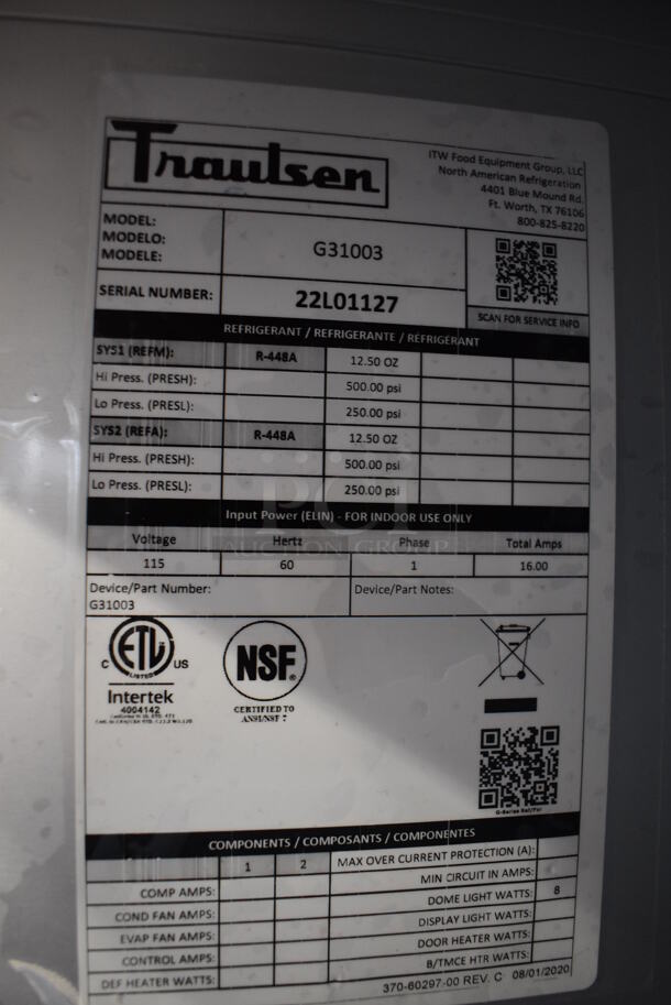 BRAND NEW SCRATCH AND DENT! Traulsen G31003 Stainless Steel Commercial 6 Half Size Reach In Door Freezer w/ Poly Coated Racks on Commercial Casters. 115 Volts, 1 Phase. 76x34x83. Tested and Working! - Image 2 of 8