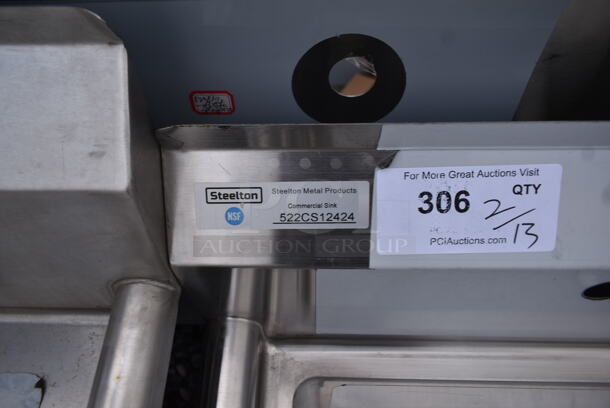 BRAND NEW SCRATCH AND DENT! Steelton 522CS12424 29 1/2" 18-Gauge Stainless Steel One Compartment Commercial Sink without Drainboard - 24" x 24" x 12" Bowl. No Legs.  - Image 5 of 5