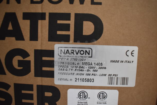 BRAND NEW IN BOX! Narvon MEGA 140S 378D10G1 Stainless Steel Commercial Single 10 Gallon Bowl Refrigerated Beverage Dispenser. 120 Volts, 1 Phase. Tested and Working! - Image 5 of 5
