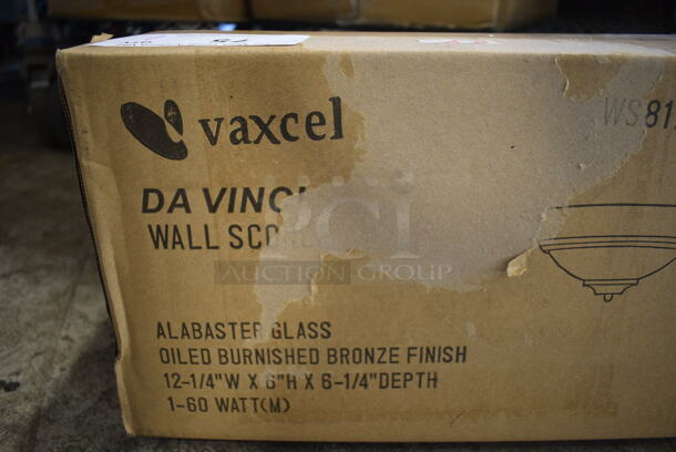 BRAND NEW SCRATCH AND DENT! Vaxcel WS81710BB Alabaster Glass Oiled Burnished Bronze Finish Light Fixture.  - Image 2 of 3