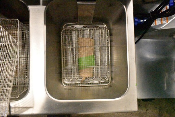 BRAND NEW SCRATCH AND DENT! 2024 Avantco 177F202 Stainless Steel Commercial Countertop Electric Powered 2 Bay Fryer w/ Lids and Metal Fry Baskets. 208-240 Volts, 1 Phase. - Image 9 of 11