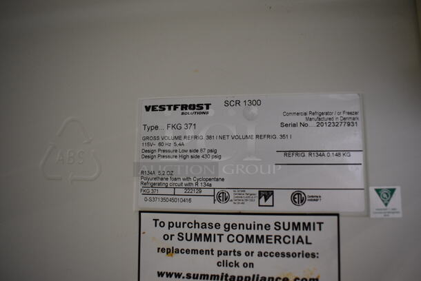 Vestfrost Model FKG 371 Metal Commercial Single Door Reach In Cooler Merchandiser w/ Poly Coated Racks. 115 Volts, 1 Phase. 23.5x25x72.5. Tested and Working! - Image 5 of 5