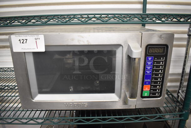 Waring WMO90 Stainless Steel Commercial Countertop Microwave Oven. 120 Volts, 1 Phase. 20x14x12 - Image 1 of 6
