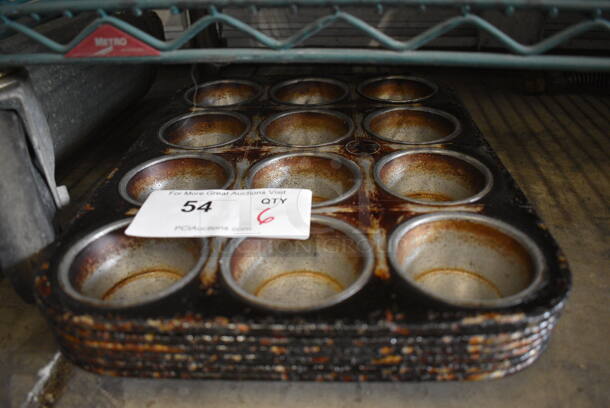 6 Metal 12 Cup Muffin Baking Pans. 10.5x14x1.5. 6 Times Your Bid! - Image 3 of 3