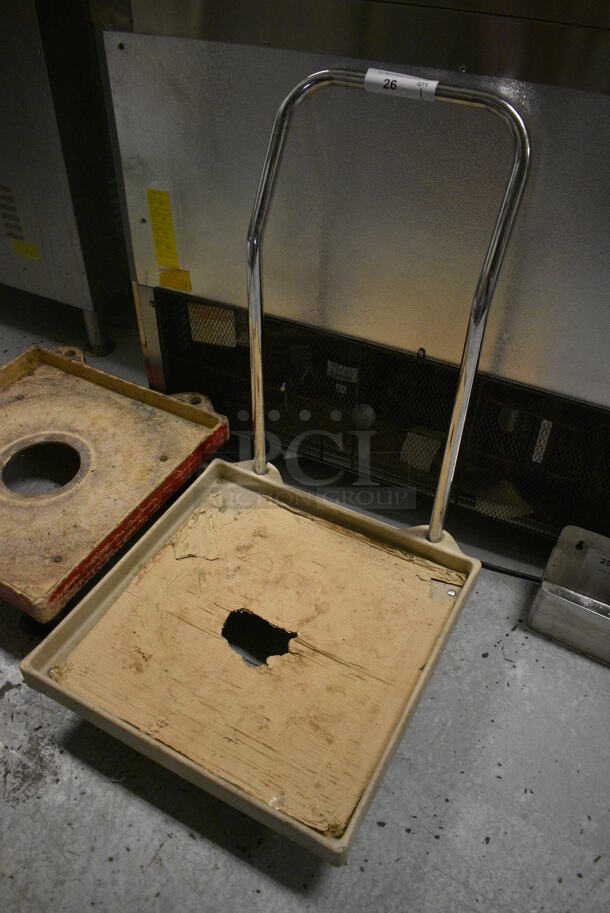 Tan Poly Dish Caddy Cart w/ Push Handle on Commercial Casters. 21.5x22.5x33. (kitchen)  - Image 2 of 4