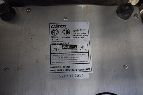 2011 Winco Model EIC-18 Stainless Steel Commercial Countertop Single Burner Induction Range. 120 volts, 1 Phase. 13x17x4 - Image 4 of 4