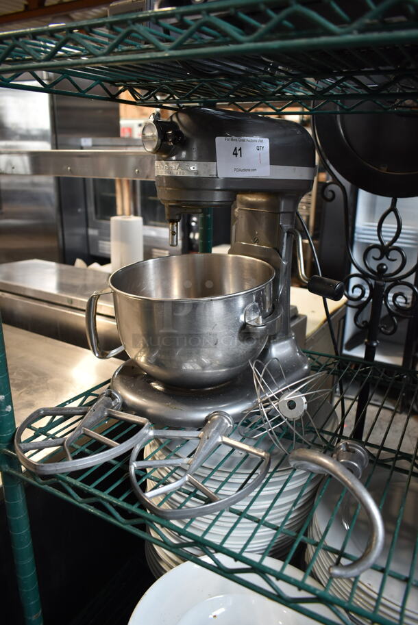 KitchenAid KP26M1CPM Professional 600 Metal Commercial Countertop 6 Quart Planetary Dough Mixer w/ Metal Bowl, Dough Hook, Whisk and 2 Paddle Attachments. 120 Volts, 1 Phase. Tested and Working! - Image 1 of 7