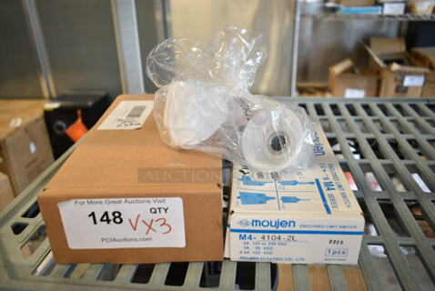 3 BRAND NEW SCRATCH AND DENT! Items Including 771SKJ2B Sunkist 2B Extracting Bulb for Oranges with Metal Insert for Sunkist Commercial Juicers, Moujen M4-4104-2L Enclosed Light Switch, Regency 750PRSVU Waterloo Pet Grooming 2.6 GPM Angled Spray Valve with 1/4" NPT Male Connection. 3 Times Your Bid! 