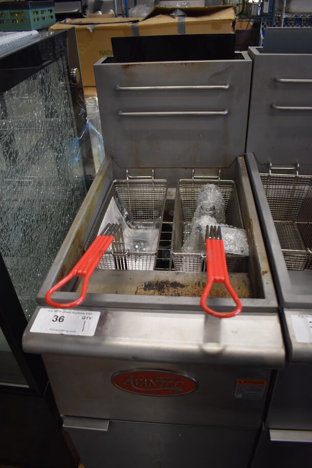 2021 Avantco FF400-P Stainless Steel Commercial Floor Style Propane Gas Powered Deep Fat Fryer w/ 2 Metal Fry Baskets. 120,000 BTU. 15.5x30x46 - Image 4 of 8