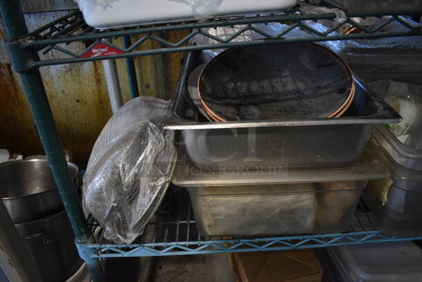 ALL ONE MONEY! Metro Lot of 4 Tiers of Various Items Including Metal Skillets, Air Pot, Ceramic Bowls, Metal Bins and Utensils. Does Not Include Metro Shelving Unit - Image 2 of 11
