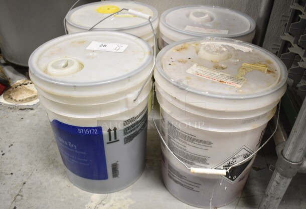 4 Buckets of Ecolab Cleaner; Ecotemp Ultra Dry Rinse Additive, Ultra San and 2 Ecotemp Ultra Klene Detergent. 12x12x15. 4 Times Your Bid! (kitchen)