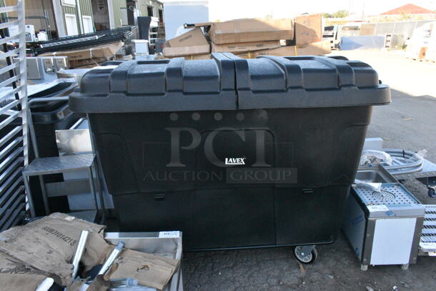 BRAND NEW SCRATCH AND DENT! Lavex Black Poly Tilt Truck w/ Lid.  - Image 2 of 8