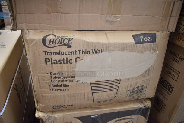 PALLET LOT of 38 BRAND NEW Boxes Including 2 Box 500TO993 Choice 9" x 9" x 3" Microwaveable 3-Compartment Black / Clear Plastic Hinged Container - 100/Case, 2 Box 129MCS28B Choice 28 oz. Black Rectangular Microwavable Heavy Weight Container with Lid 8 3/4" x 6 1/4" x 1 3/4" - 150/Case, Choice Kraft Paper Food Soup Cups, 760IC08W Choice 8 oz. White Paper Frozen Yogurt / Food Cup - 1000/Case, 500TW7 Choice 7 oz. Translucent Thin Wall Plastic Cold Cup - 2500/Case, 2 Box 500CC32P Clear PET Plastic Cold Cup - 32 oz, 3511220086 Cooking Performance Group 3511220086 Thermostat for FCPG Series, 5002DNAPBLK Choice 15" x 17" Black Customizable 2-Ply Paper Dinner Napkin - 1000/Case, 395RP09 EcoChoice Compostable Sugarcane / Bagasse 9" Plate - 500/Case, 500CC9 Choice 9 oz. Clear PET Customizable Plastic Squat Cold Cup - 1000/Case, 3053331 12 oz. PET Parfait / Dessert Cup - 500/Case, 4 Box 50224338CL Lavex 15 Gallon 8 Micron 24" x 33" High Density Janitorial Can Liner / Trash Bag - 1000/Case, 3 Box Eco-gecko 10" Square Sustainable Palm Leaf Plate - 100/Case, 347TCL5 Choice 5 oz. Clear Disposable Plastic Tumbler - 500/Case, 130BKFSH Visions Wrapped Black Heavy Weight Plastic Cutlery Pack with Knife, Fork, and Spoon - 500/Case, 5008W Choice 8 oz. Tall White Poly Paper Hot Cup - 1000/Case, 2 Box G4600XR 45 Gallon Red Can Liners. 38 Times Your Bid!  - Image 7 of 12